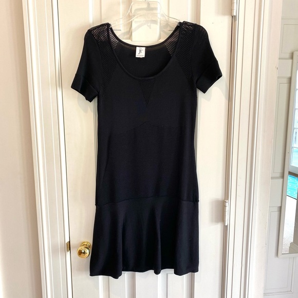 Julia Jordan Black Knit Stretch Fitted Dress Short Sleeve Small Bodycon - Picture 7 of 8